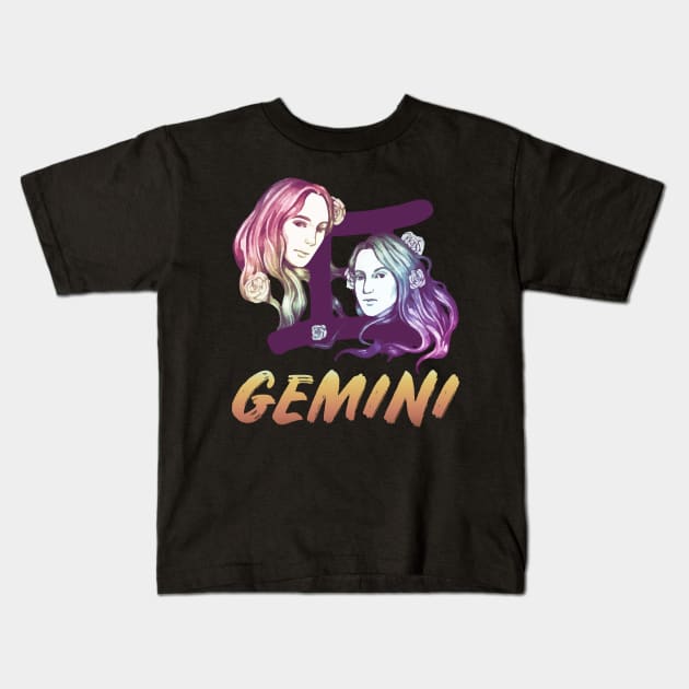 Gemini horoscope Kids T-Shirt by BeDesignerWorld